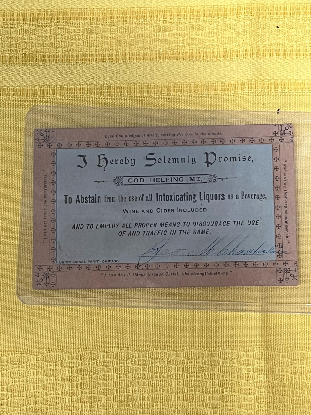 Rare! 1890s Temperance Pledge Card - WCTU Signed History Ephemera!